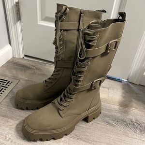 Zara Army Green Combat Boots